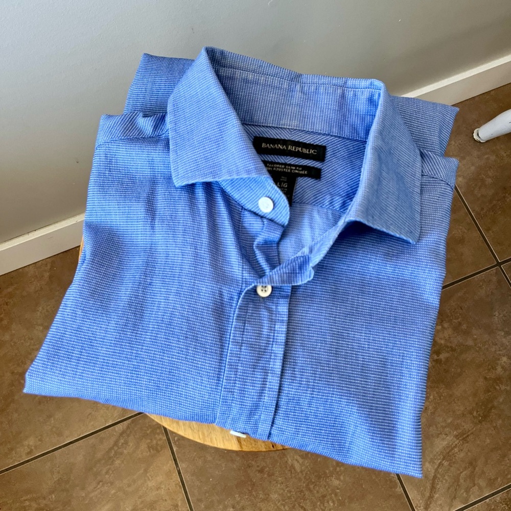 Banana Republic Blue Textured Dress Shirt